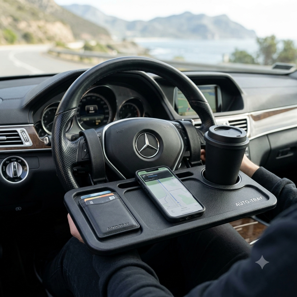 steering wheel card tray car